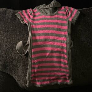 Girls Sweater Size 2T Color pink w gray stripes